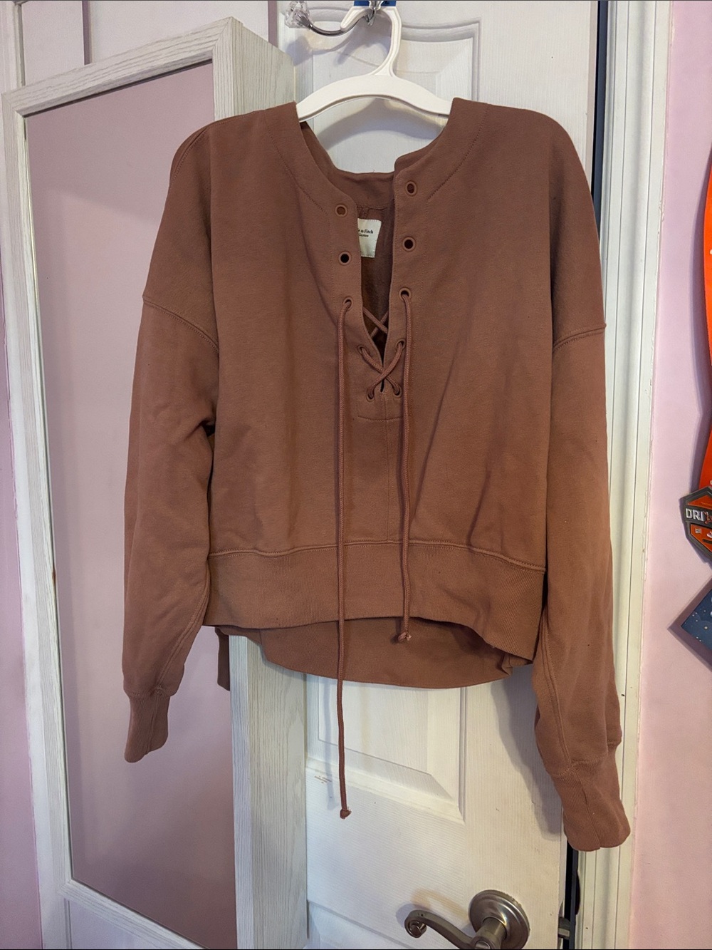 Abercrombie & Fitch Lace-Up Pullover Sweatshirt - Size L
